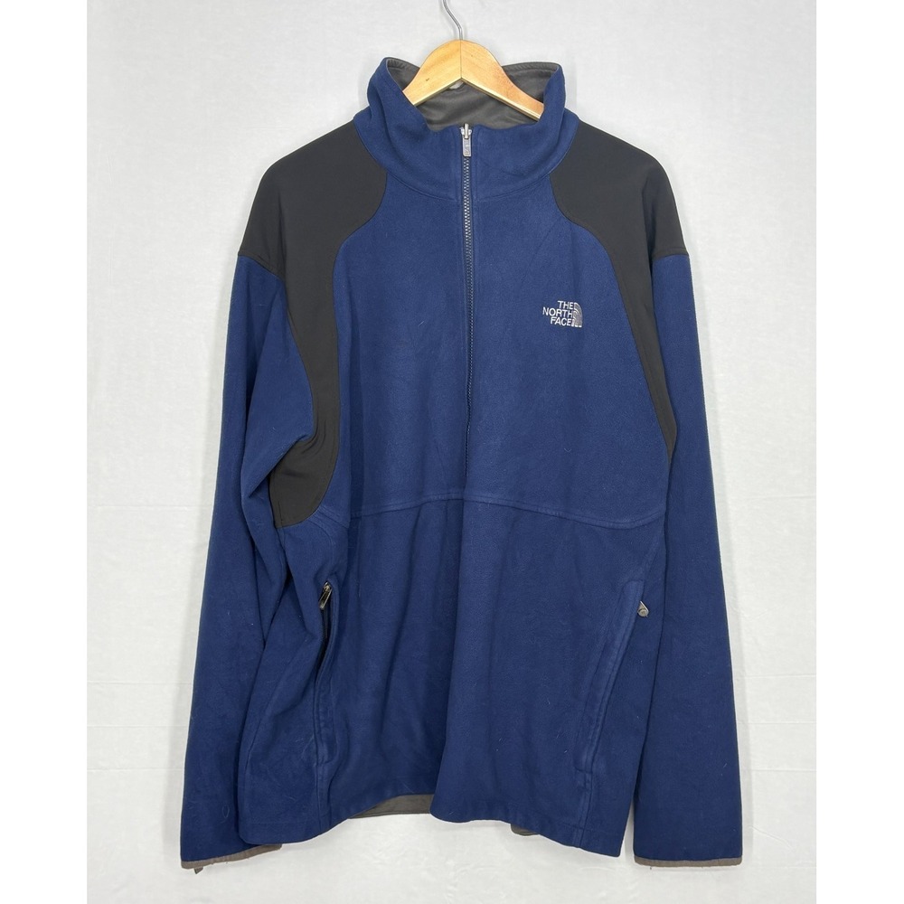 The North Face Jacket Mens Blue Black Colorblack Fleece‎ Full-Zip Outdoor 2XL